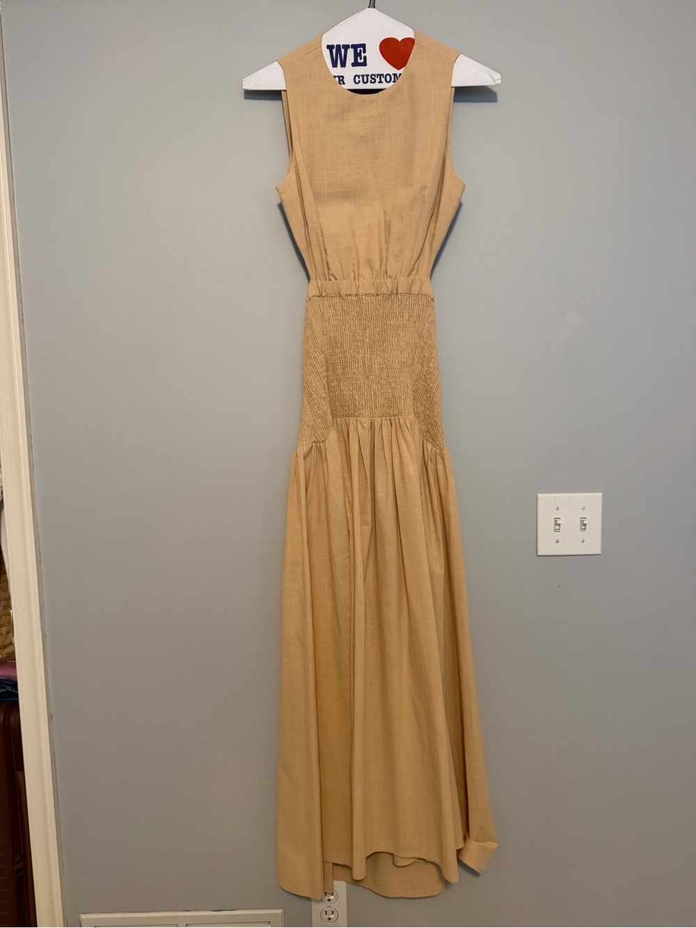 Sndys Sleeveless Beige Maxi Dress with Smocked Waist